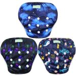 wegreeco Baby & Toddler Snap One Size Adjustable Reusable Baby Swim Diaper (Diving, Ocean, Turtle, Large, 3 Pack)